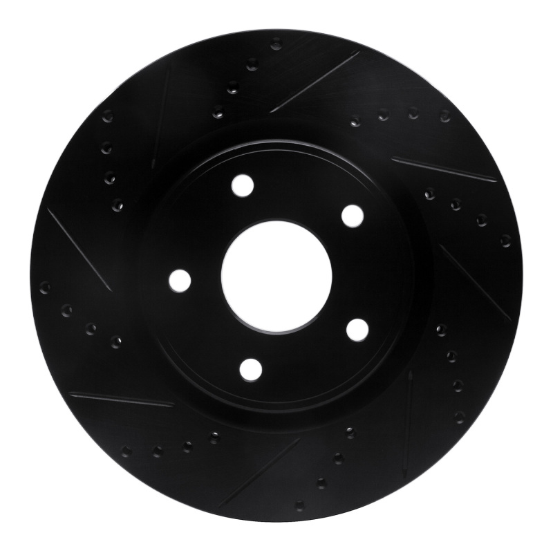 Chrysler Town & Country Brake Rotor (1) - Front Left - R1 Concepts - Drilled & Slotted - Black - `12-`25